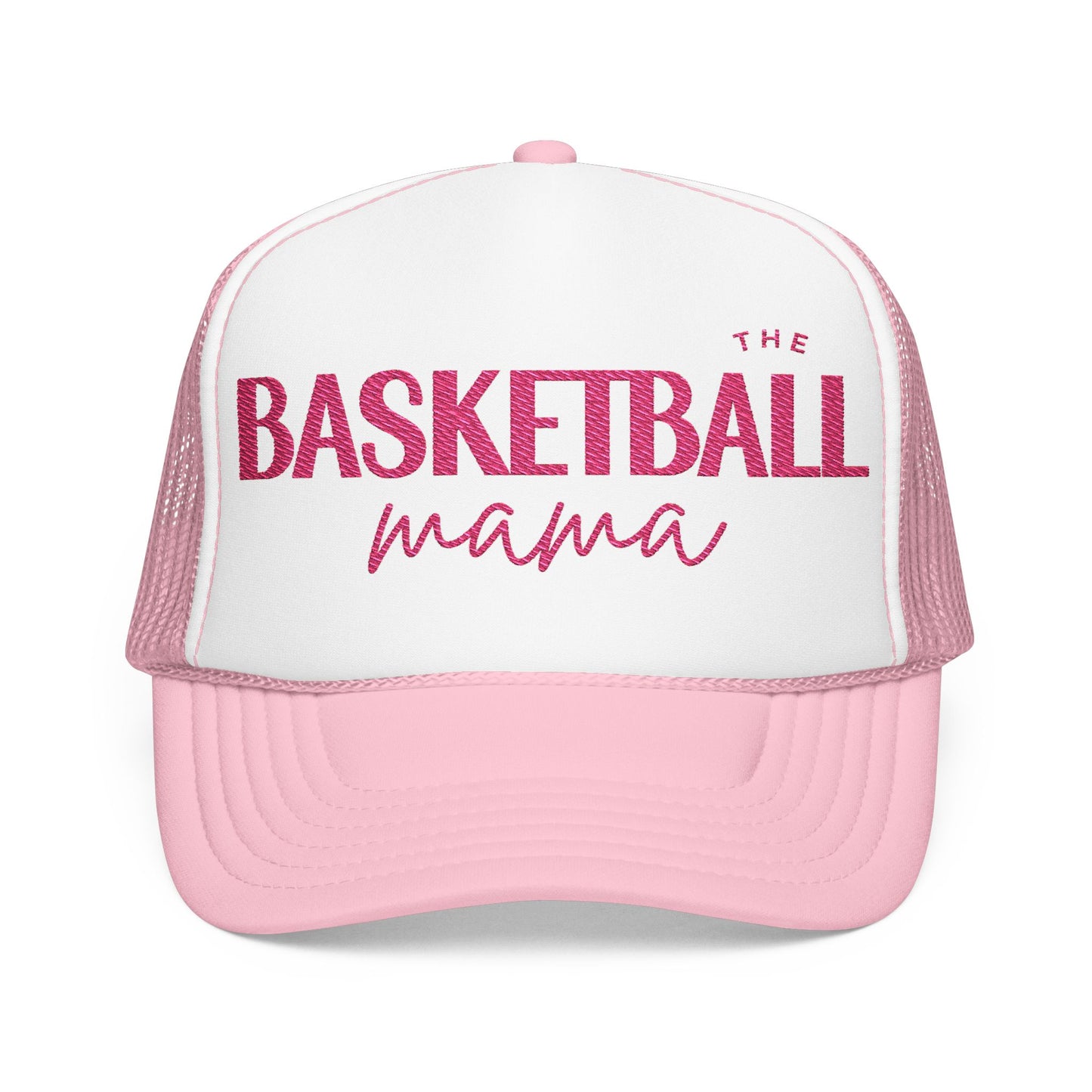 Pink Embroidered Trucker Basketball Mama Hat