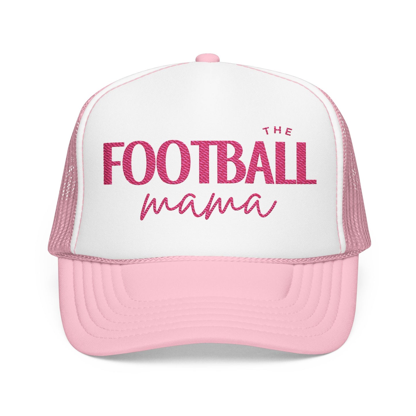 Pink Embroidered Football Mama Trucker Hat