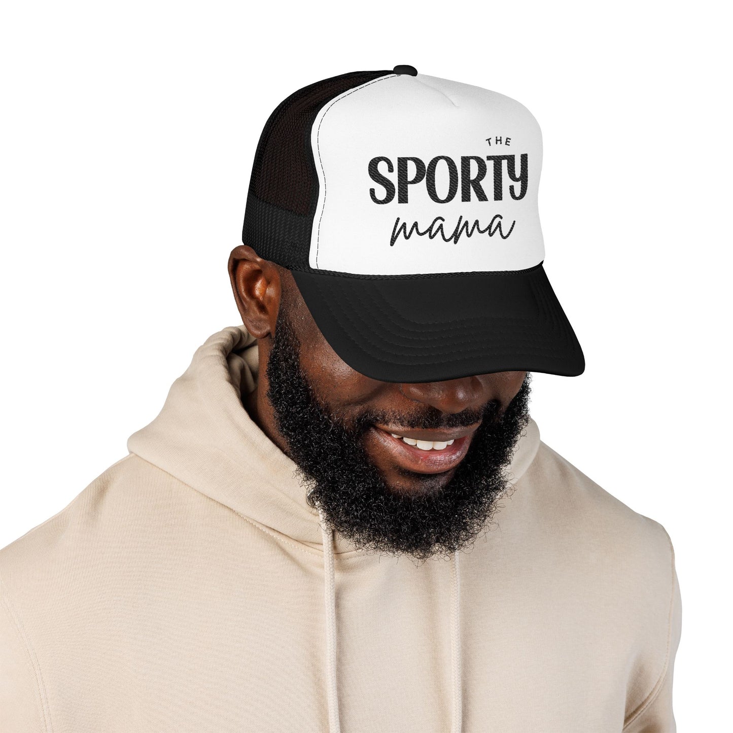 Sporty Mama Embroidered Trucker Hat Black