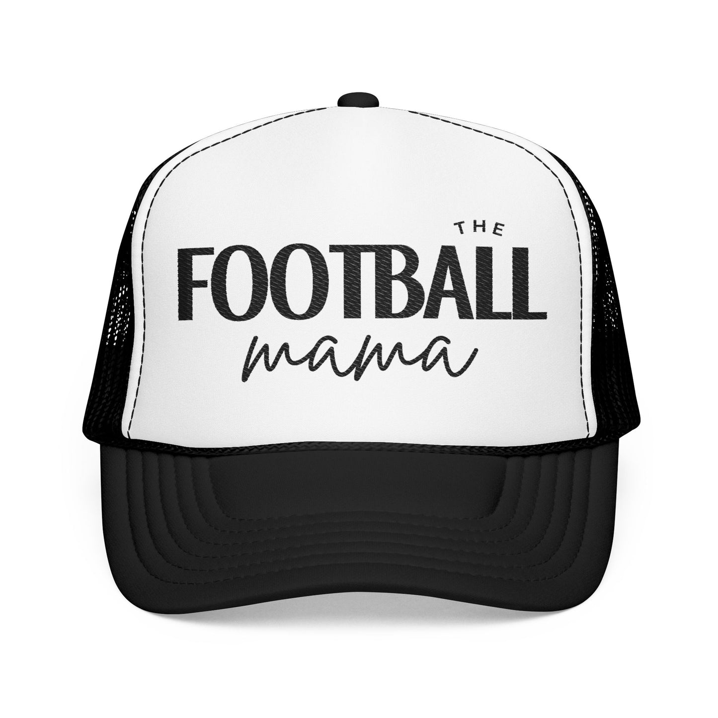 Black Embroidered Trucker Hat for Football Moms