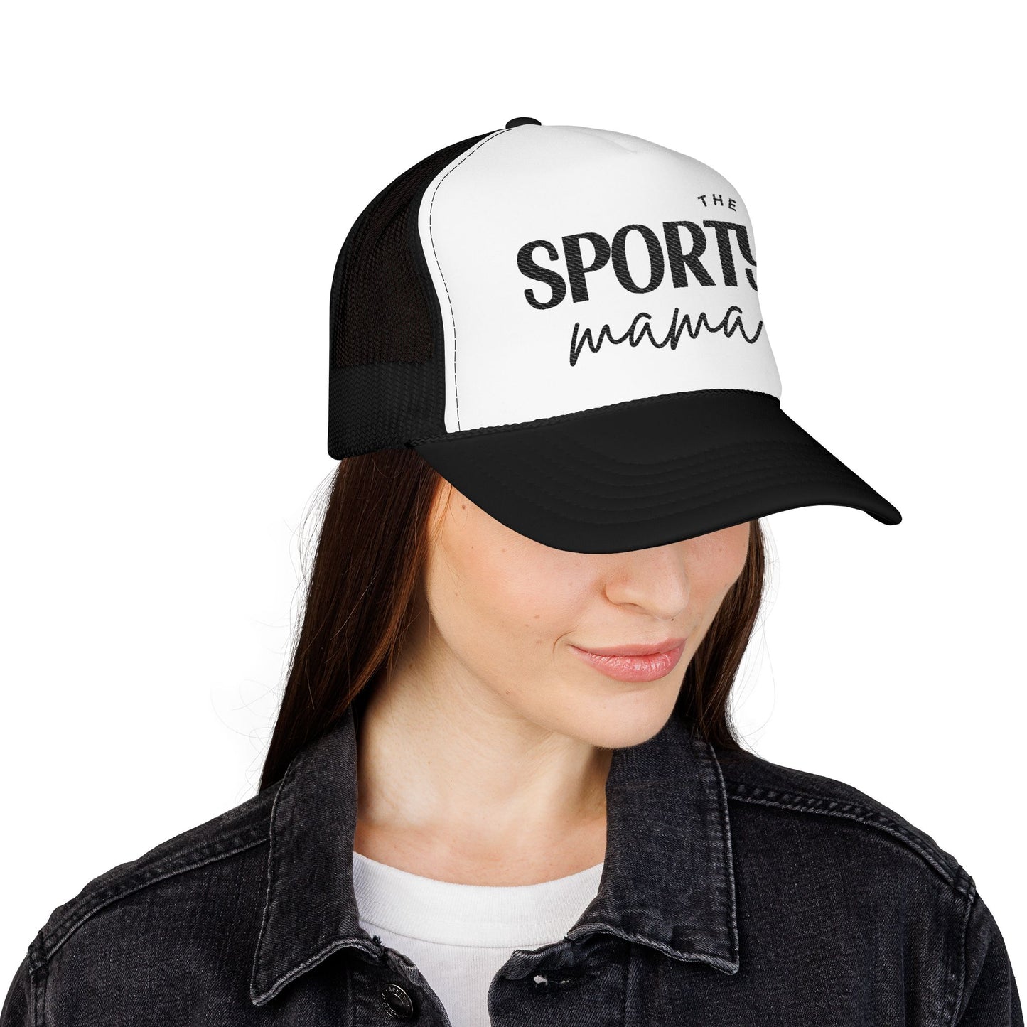 Sporty Mama Embroidered Trucker Hat Black