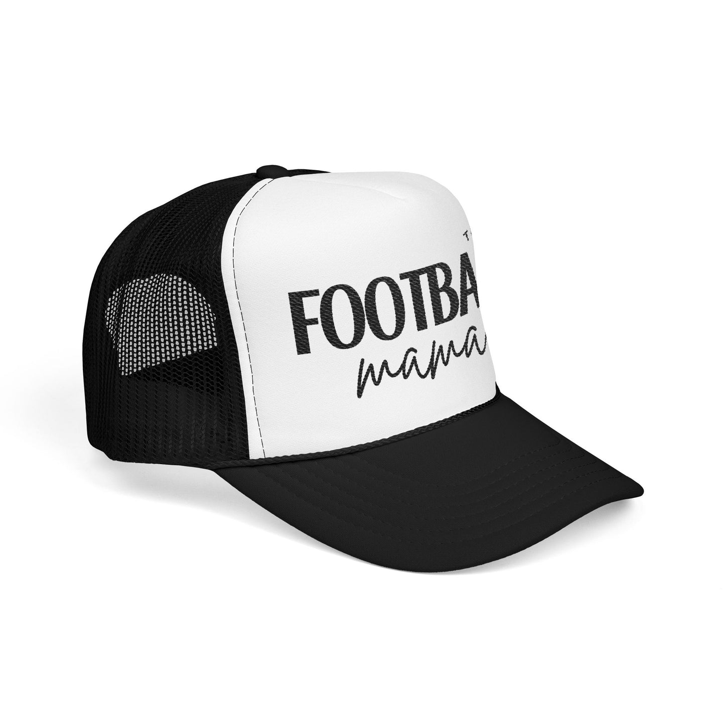 Black Embroidered Trucker Hat for Football Moms