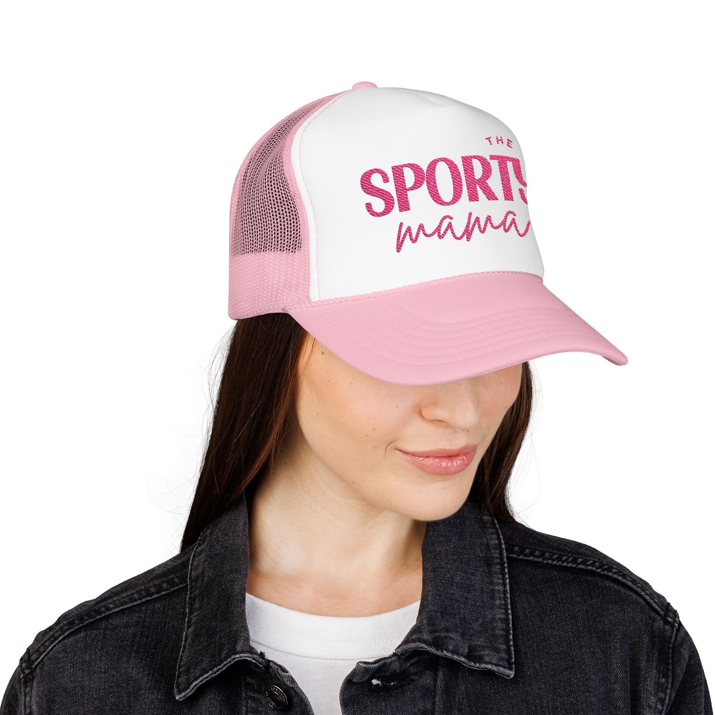 Sporty Mama Embroidered Trucker Hat Pink