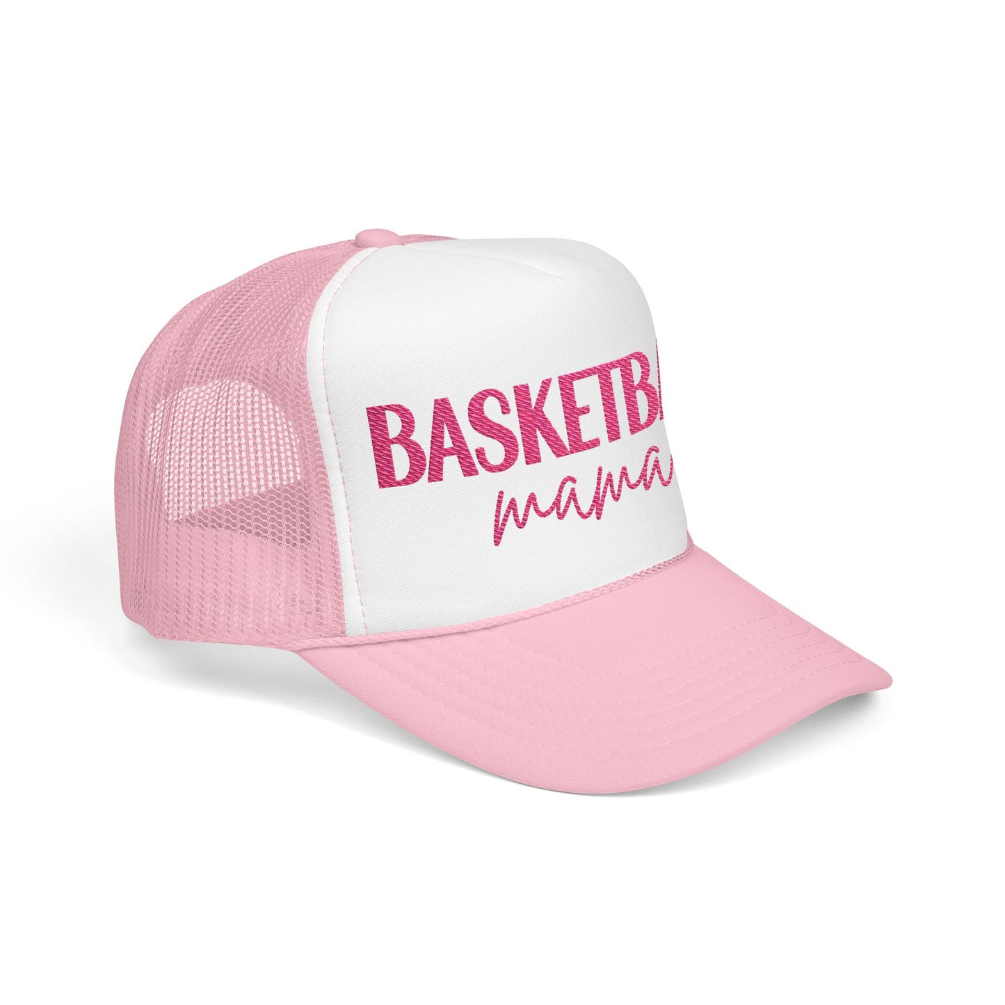 Pink Embroidered Trucker Basketball Mama Hat
