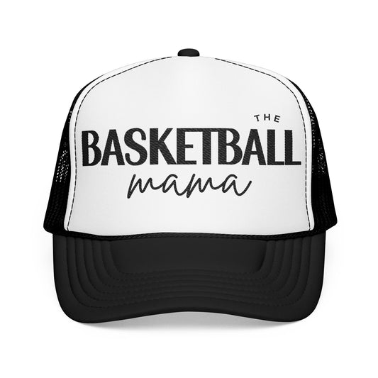 Black Embroidered Basketball Mama Trucker Hat