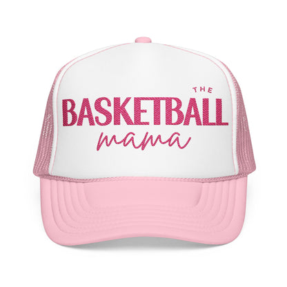 Pink Embroidered Trucker Basketball Mama Hat