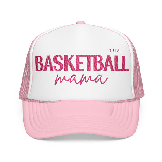 Pink Embroidered Trucker Basketball Mama Hat