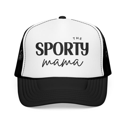 Sporty Mama Embroidered Trucker Hat Black