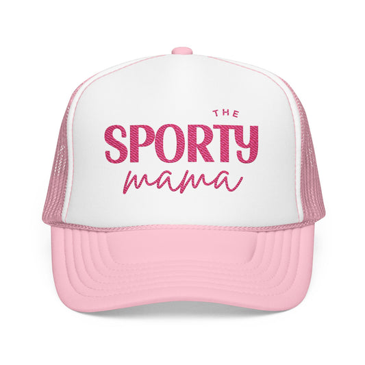 Sporty Mama Embroidered Trucker Hat Pink