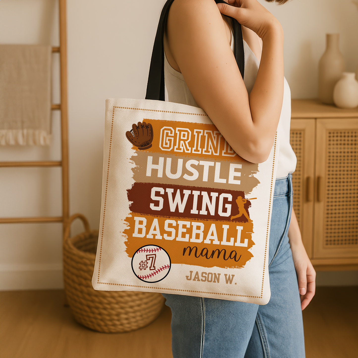 Personalized Baseball Mom Tote