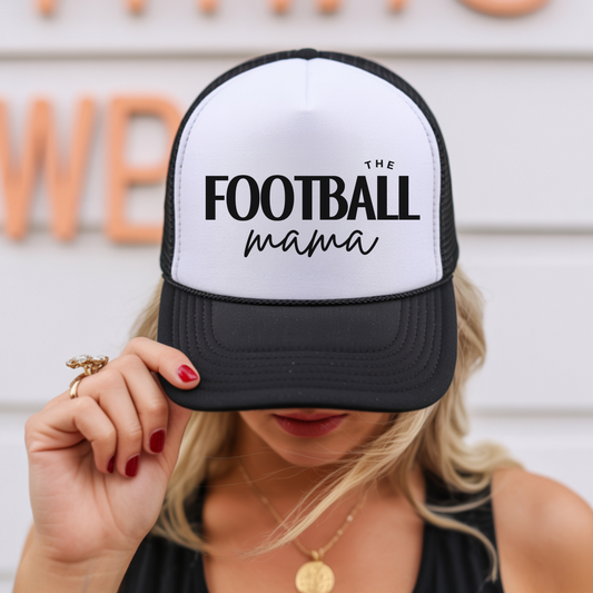 Black Embroidered Trucker Hat for Football Moms